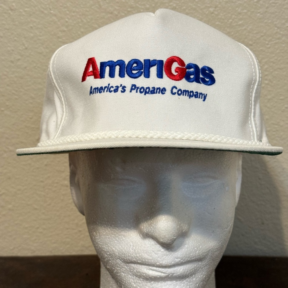 Vintage Amerigas Snapback Adjustable White RCC Hat Rope Trucker Hat Made In USA